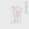 Ultra-Light Baby Cotton Bodysuit: Short Sleeves, Boneless Design, Prevents Red Marks, Loose Fit for Summer.