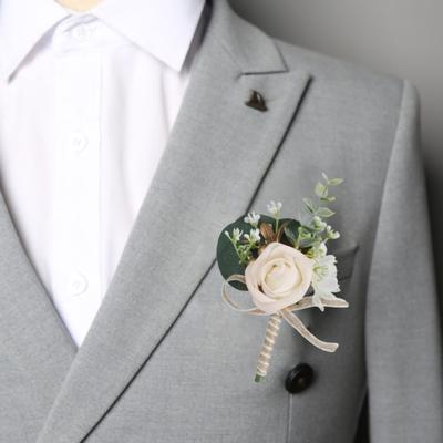 Blume Geformt Bräutigam Brosche Faux Blume Dekorative Anzug Mantel Tasche Seide Corsage Imitation Rose