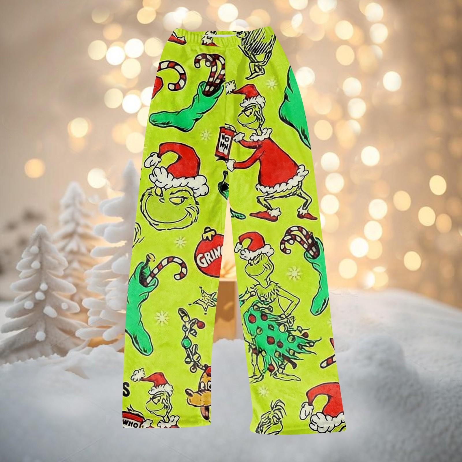 

Женские зимние брюки, длинные брюки, рождественские принтованные брюки L