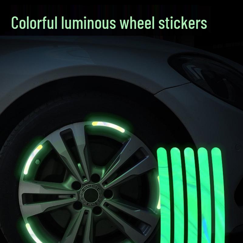 Colorful Luminous Tire Hub Reflective Stickers for Electric Cars