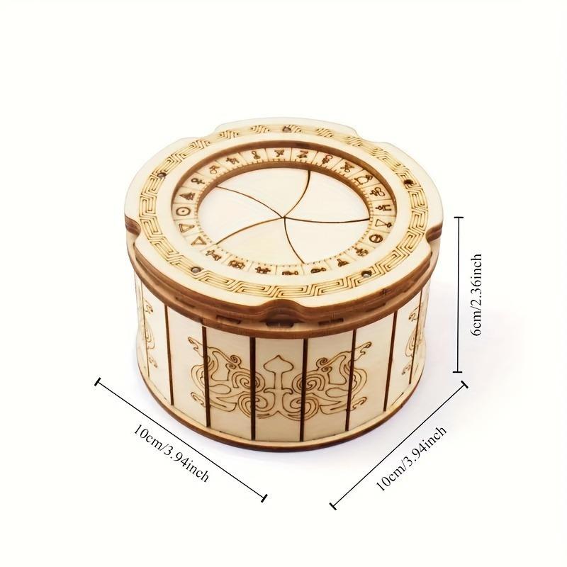 1pc 3D Wooden Puzzle Treasure Box Hand-Assembled Machinery Treasure Box