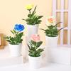 Artificial Potted Rose Desktop Faux Rose Bonsai Reusable Artificial Rose in Flower Pot for Home Office Decor Photography Prop