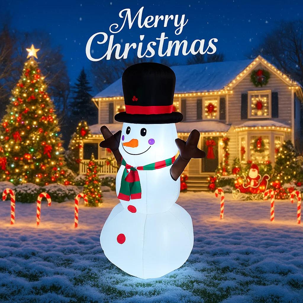5.2FT Xmas Holiday Inflatable Yard Decor LED Snowman Toy Christma Outdoor Home Decoration Ornament Festive Gift Supplies Decor