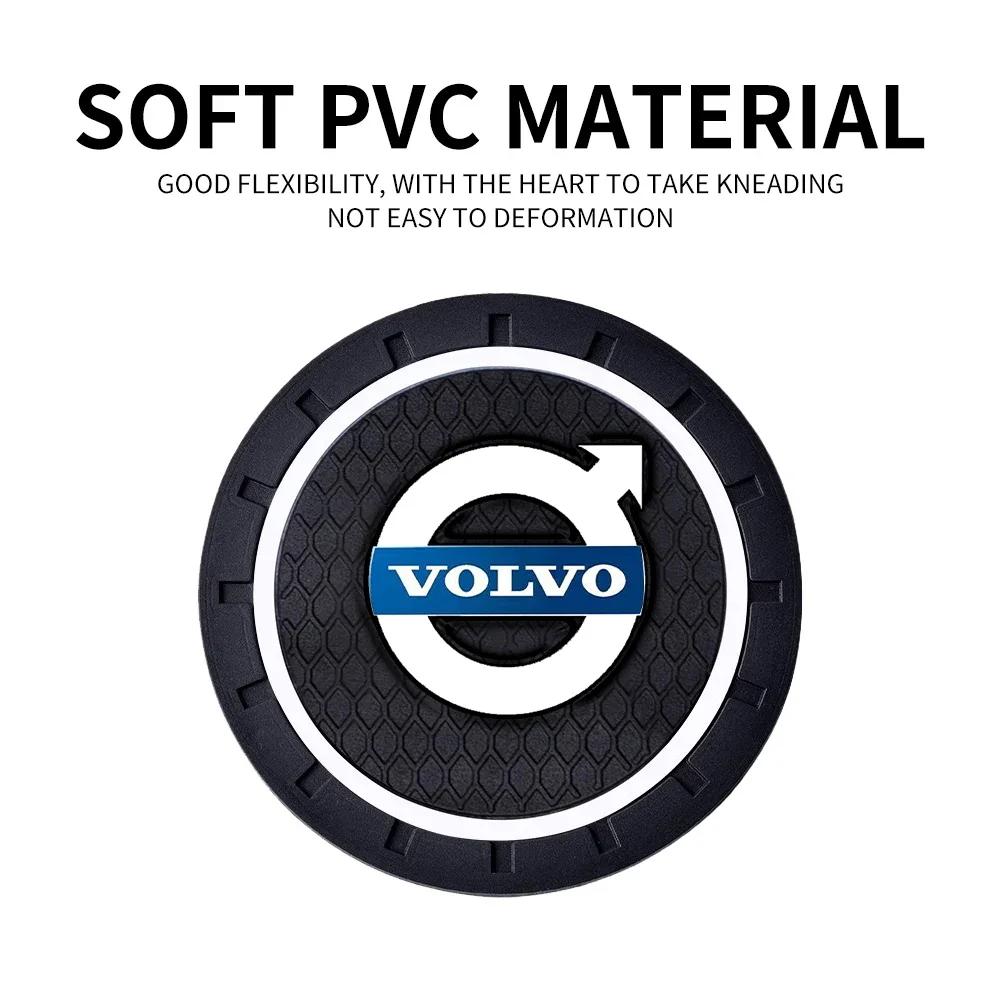 PVC Car Logo Car Coaster Water Cup Anti-Slip Silicone Pads Skull Badge Emblem Tools for Volvo XC40 XC60 XC70 XC90 C30 C70 S60