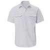 Men Light Blue Short Sleeve Button Down Shirt with Double Chest Pockets