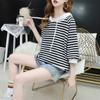 Red Striped Hooded T-Shirt Women's Short Sleeve Summer Loose Large Size Pullover Half Sleeve Top