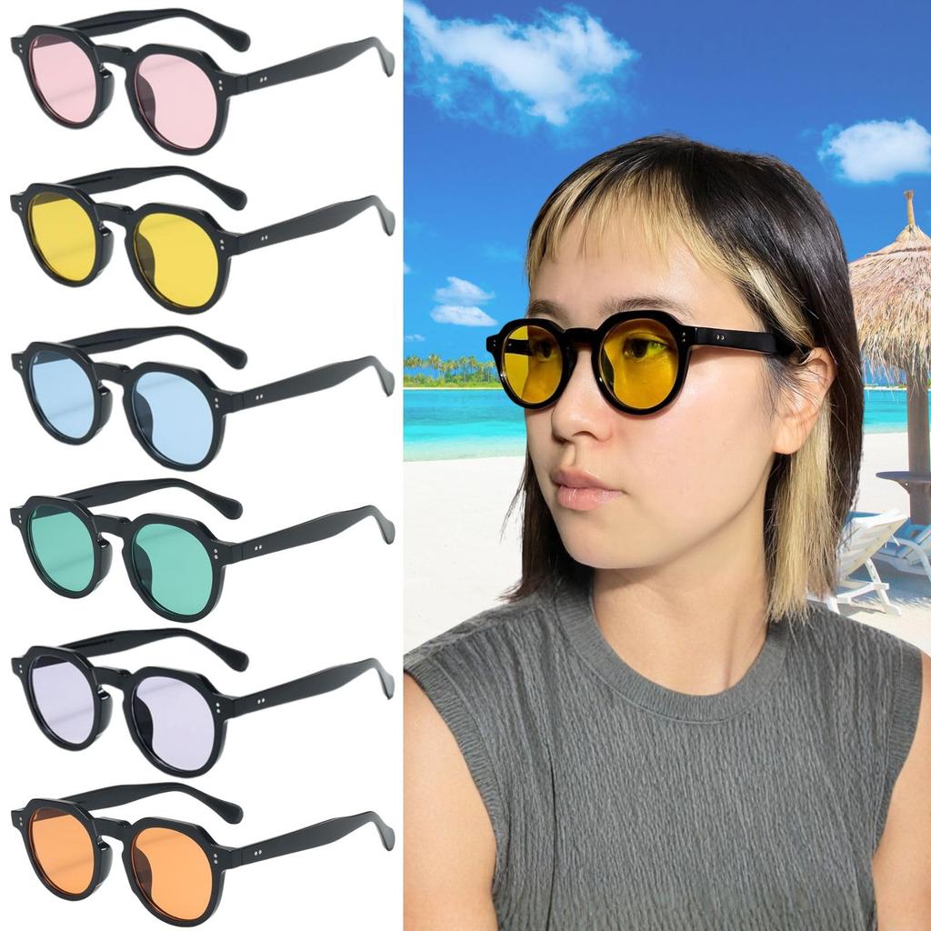 [Dea Bona] Sunglasses, Crown Panto Retro Round, Colored Lenses, Korean Style, Streetwear, Y2K, Travel, Sports, Driving, Fishing, Hiking, Men's &