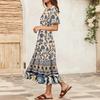 Women's Summer Loose V Neck Short Sleeve Dress, Elegant Dress