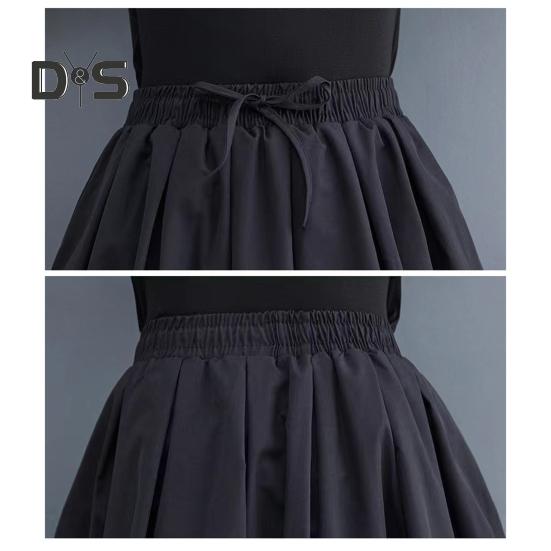 Women Maxi Skirt High Waist A Line Long Skirt Solid Color Pockets Design Female Thick Warm Elastic A Line Puff Skirt