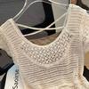 Crochet Knit Crochet Knit Top Tassel Hem Beach Cover Up Fashion Hollow Out Blouse  Vacation