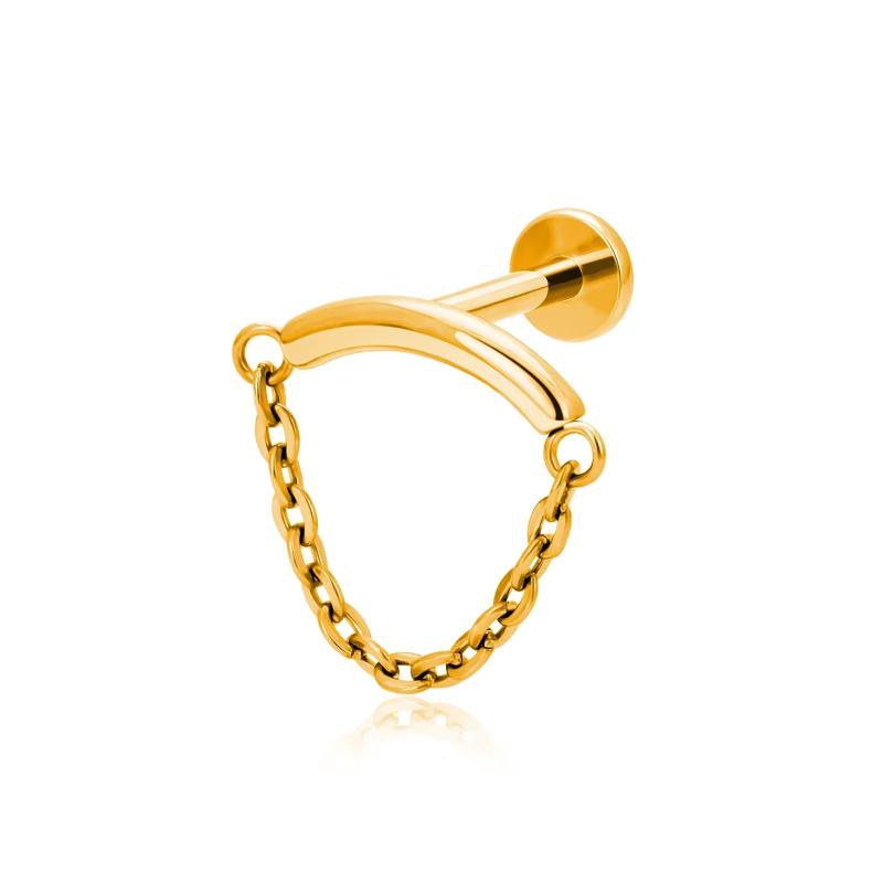 

F136 Титановые пирсинги внутренней спирали цепь губа ухо пуссет трагус хрящ шарнирный сегмент пирсинг дейт септум тело циркон подарок 1.2x6mm золотой