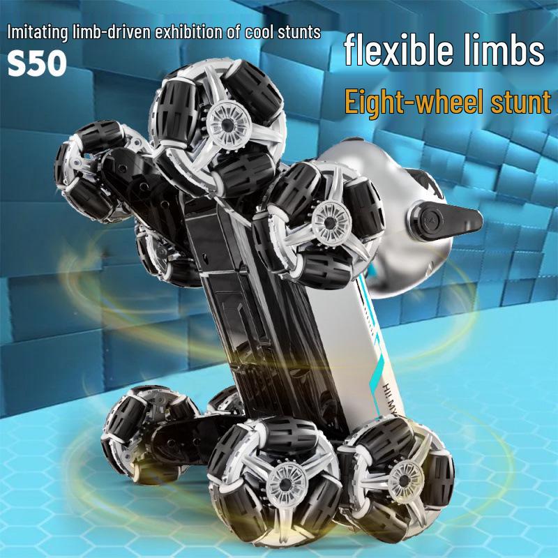 Eight-Wheel Stunt Robot Dog: Gesture-Sensing Remote Control Toy for Kids