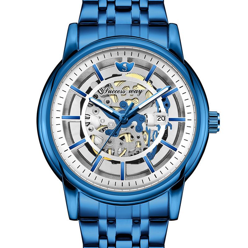 Business Fashion Men's Hollow Watch Calendar Steel Quartz Watch