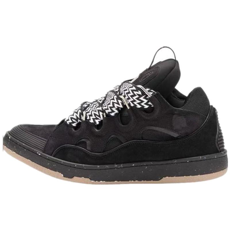Leather Splicing LaceUp Curb Sports Casual Shoes Retro Board Shoes Men'S And Women'S Dad Shoes