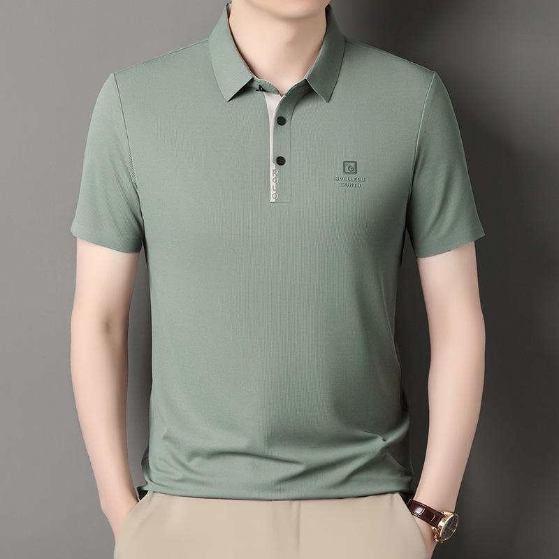 

Мужская футболка с короткими рукавами, рубашка поло с лацканами, простая деловая повседневная рубашка с верхом и низом 4XL