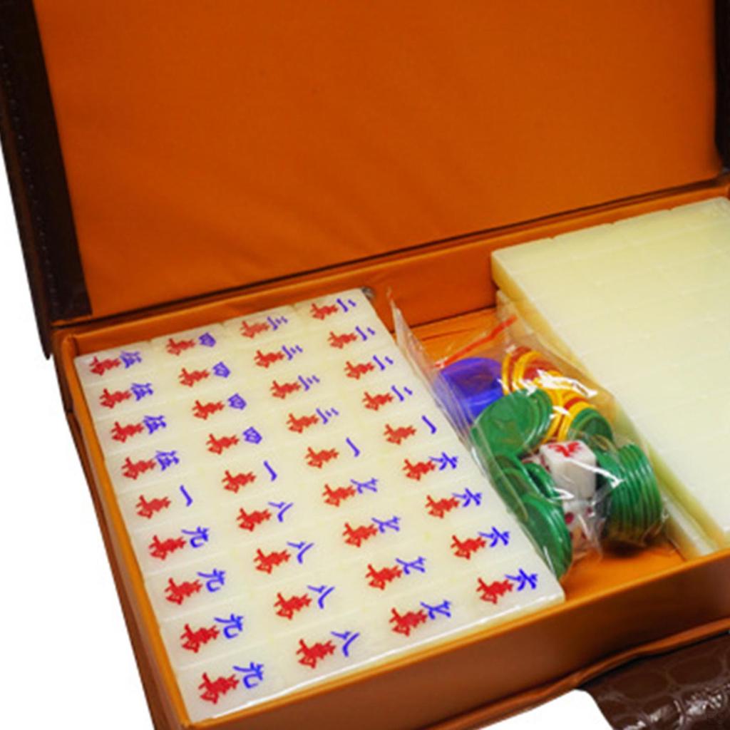 Mini Chinese Guangdong Mahjong Set, Acrylic with Storage Case for Leisure