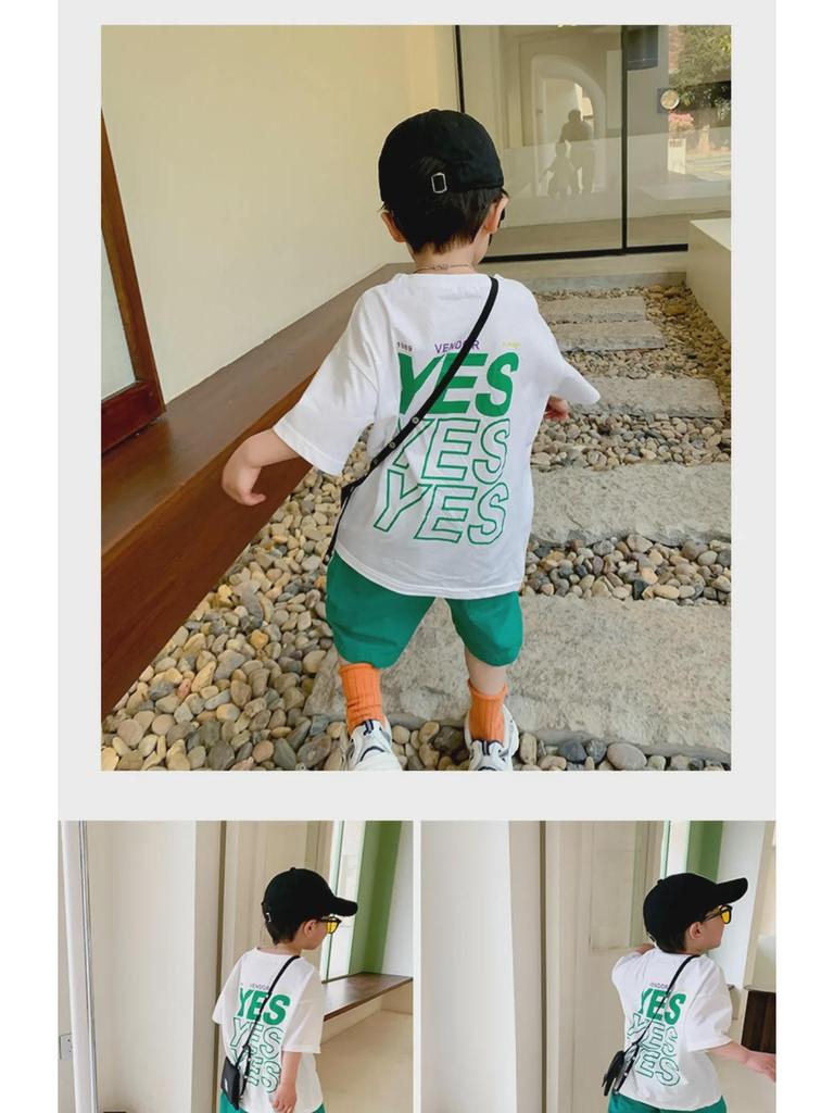 2023 Nowa Niebieska Koszulka z Krótkim Rękawem i Motywem Niedźwiadka ze 100% Bawełny dla Chłopców