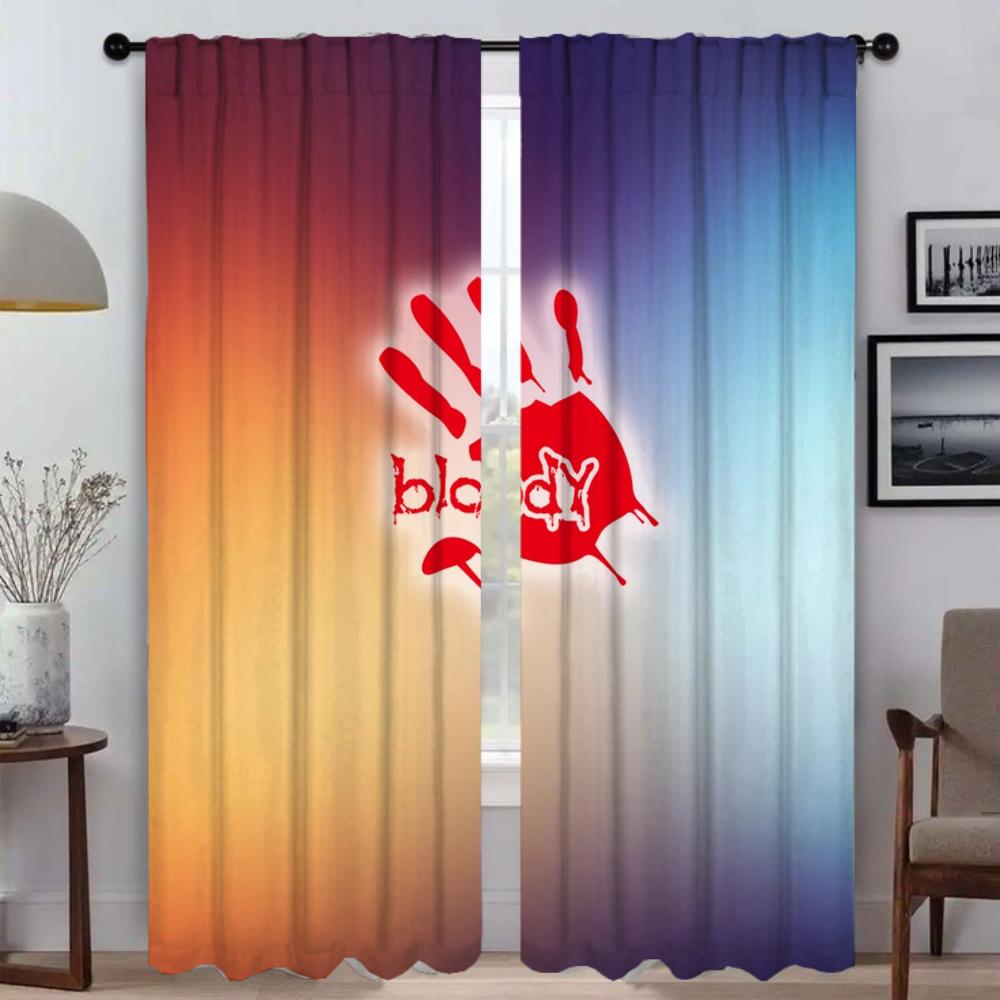 Bloody Blackout Curtains for Living Room Curtain Shades Anti-mosquito Curtains 2 Pieces Partition Halloween Decoration Kitchen
