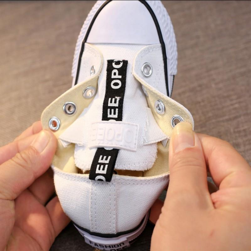 Children's Black Canvas Shoes Autumn New Style Classic Boys' Girls' Shoes Low Cut Elastic Casual Cloth Shoes Size 22-37