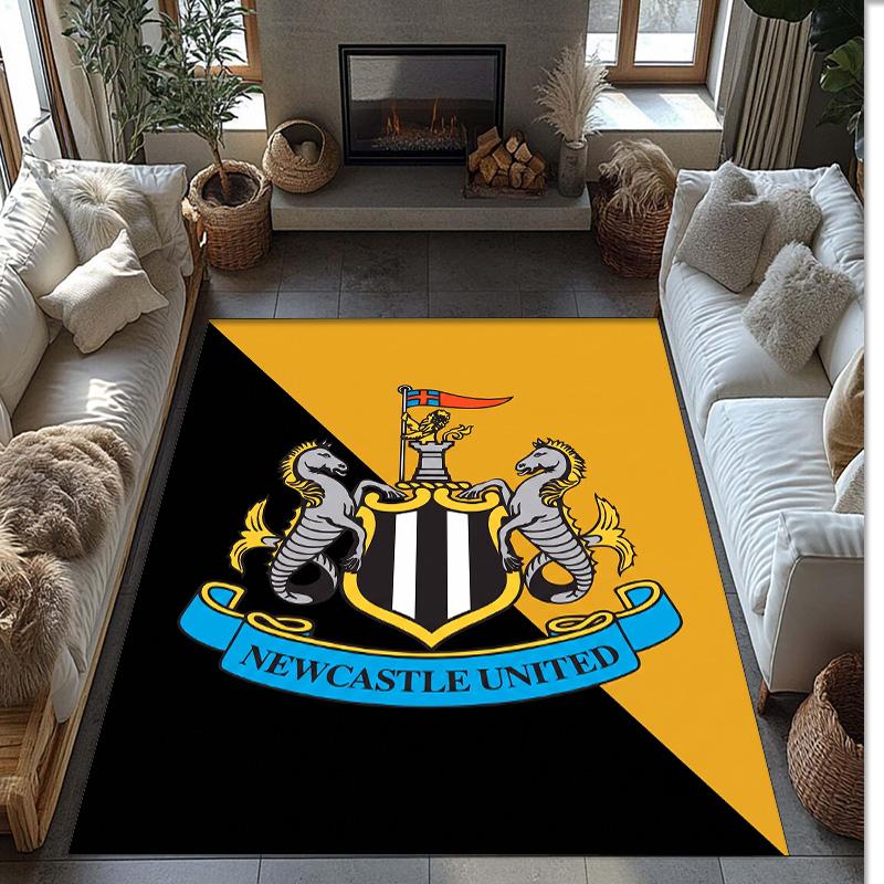 Tappeto in Velluto di Cristallo con Stampa di Calcio del Newcastle United, Comodo Assorbente d'Acqua Antiscivolo Tappeto per Pavimento Interno