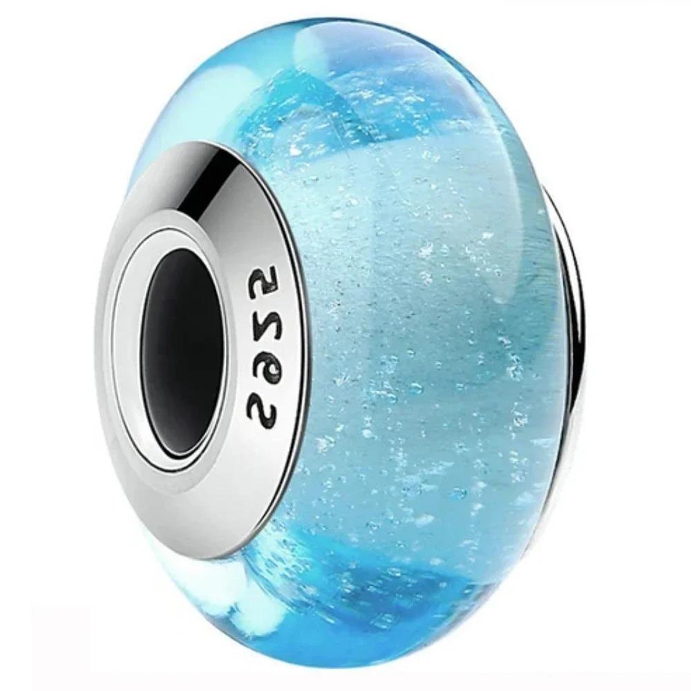 Blue Ocean series glass Bead Components series Copper Metal Murano Glass Bead Components Charm Bead Component Compatible With Do It Yourself ocean