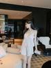 Ice and snow silk pajamas spring new pure desire French lace suspenders shorts with chest pads three-piece loungewear