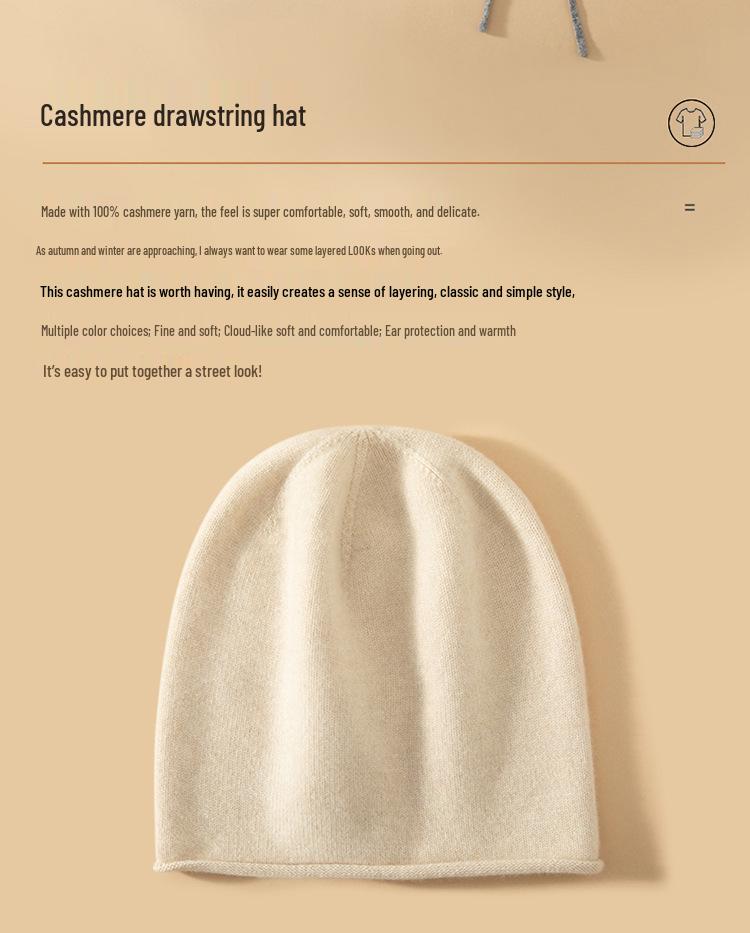 100% Cashmere Women's Elegant Turban Hat - Soft, Warm, Versatile for Autumn & Winter