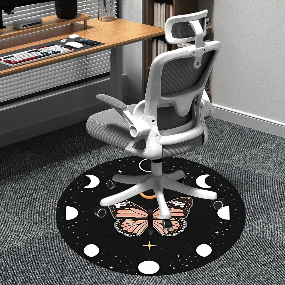 

1PC Butterfly Night Moon Chair Carpet for Office, Indoor Non-Slip Washable Carpet, Soft Comfortable Mat For Office Room yy250930108 80cm by 80cm