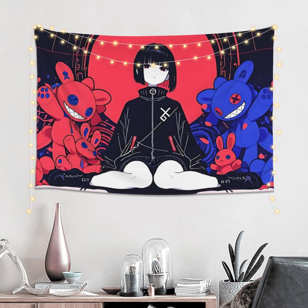 Halloween Girl Pumpkin Mountain Print Tapestry Wall Hanging Blanket Tapestry Home Decor Items Wall Decorations