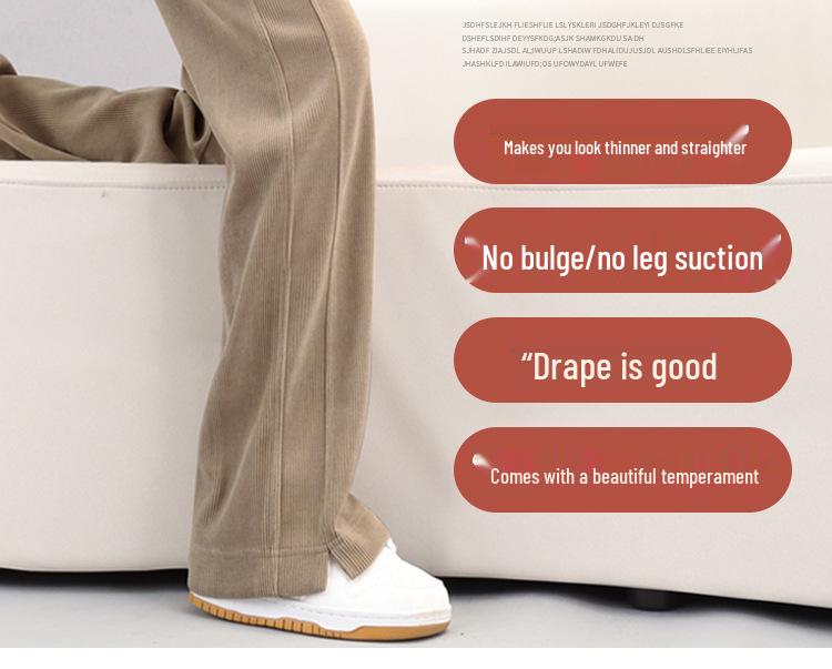 Women's Fleece-Lined Narrow Leg Trousers - Autumn/Winter 2024 Wide Leg Petite Sport Casual Pants