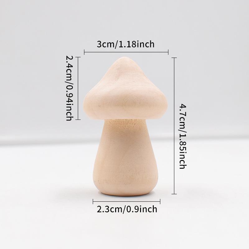 2PCS Unfinished Wooden Mushroom Natural Wood Mushrooms for DIY Crafts and Arts Paint Color Ornaments for Home Decorations