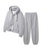 Alvinclo [Set[Double Cotton/Fleece-Lined] Plain Oversized Two-Way Hooded Zip-Up Jogger/Semi-Wide Pants Set-Up
