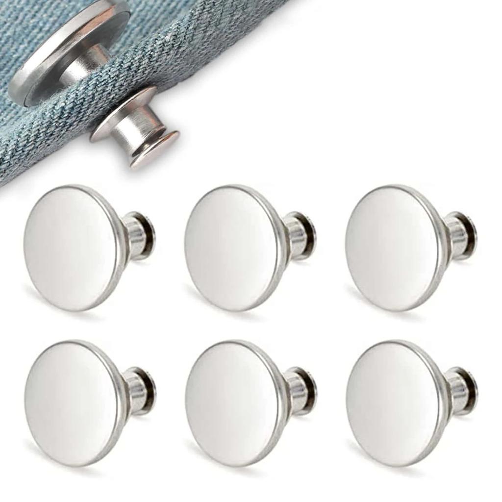 6PCS-Jeans Waist Buttons Nail Free Adjustable Waist Extenders Buttons Detachable Clothing Pants Waist Buckle