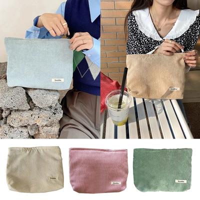 Cord-Reise-Kosmetiktasche, tragbare Make-up-Aufbewahrungstasche, Geldbörsen, Damen, große Kapazität, Reißverschluss, Make-up-Organizer, Aufbewahrungskupplung
