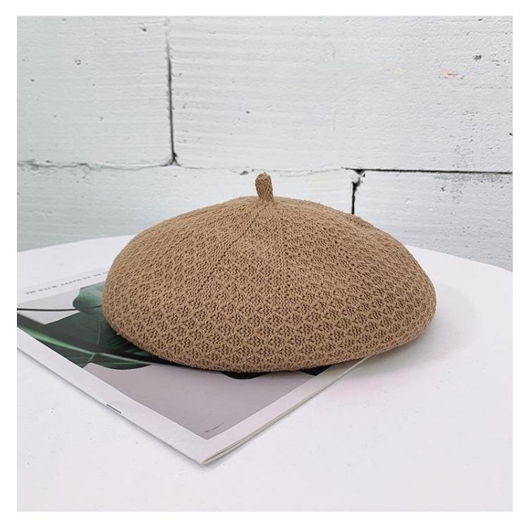 

Женский берет осень корейская версия весна лето тонкая тыквенная шляпа японский стиль ажурный берет one size хаки