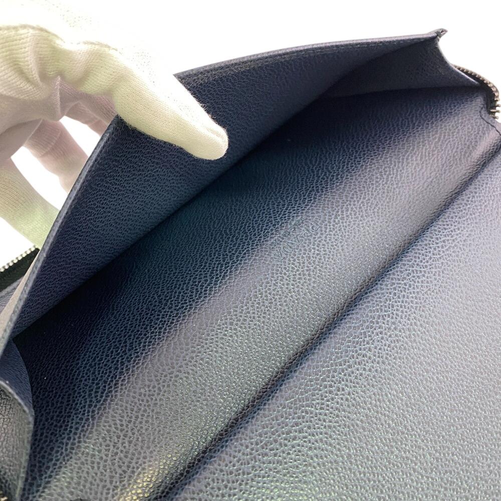 PRADA 2ML220 Logo Organizer Travel Case Passbook Case Witte Loglein leather Purse black leather Used