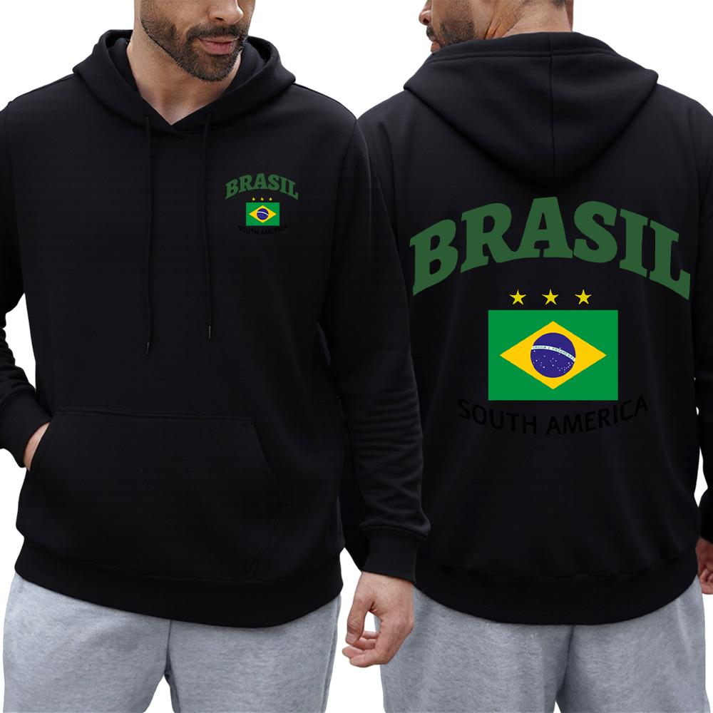 Brazilian South American Print Men's Hoodie Hip Hoodie Fashion Casual Loose Street Style Fleece Multi-Color Pullover Autumn and Winter