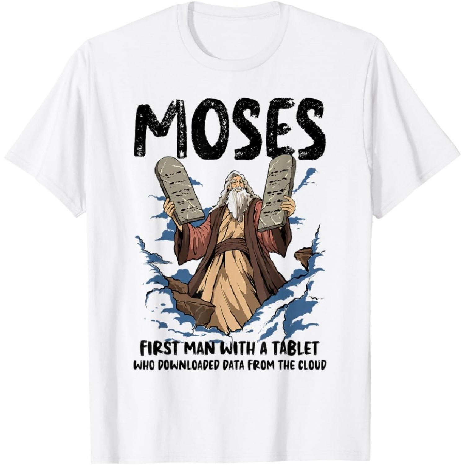 Funny Moses Shirt Christian Humor Bible Gospel Data Cloud T-Shirt(1) XXXXXL белый