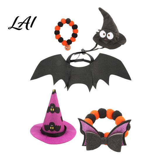 Funny Dog And Cat Costumes Halloween Costume Pet Bat Wings Witch Hat Felt Small Costume Accessories Festive Apparel for Cats Dogs Holiday Parties,