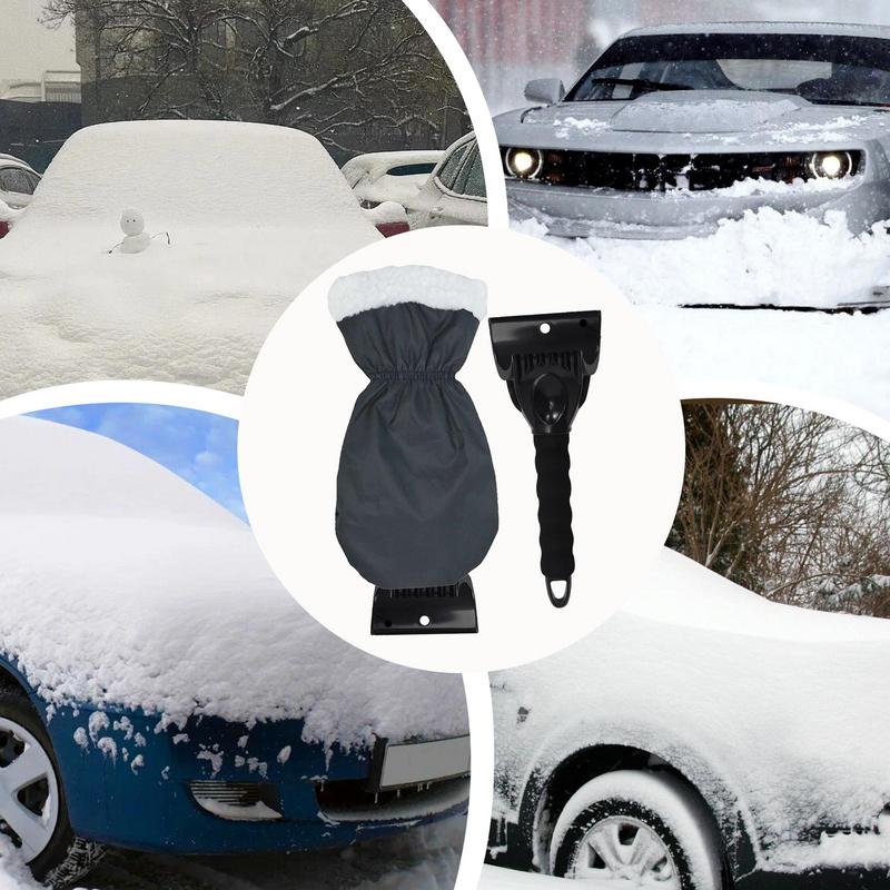 For Home Use Ice Scraper Gloves Waterproof And Warm Windshield Scraper Mittens Car Window Snow Shovel And Ice Scraper For Glass