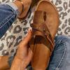 Large Size Set of Toe Slippers Summer New European Size Flat Bottom Retro Sandals Wish