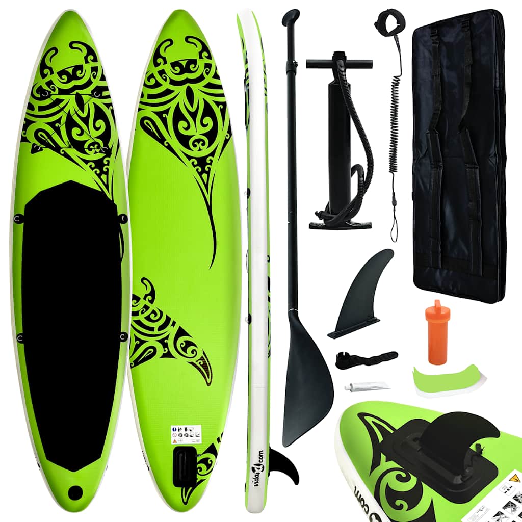 Aufblasbares Stand Up Paddle Board Set 305 x 76 x 15 cm Grün