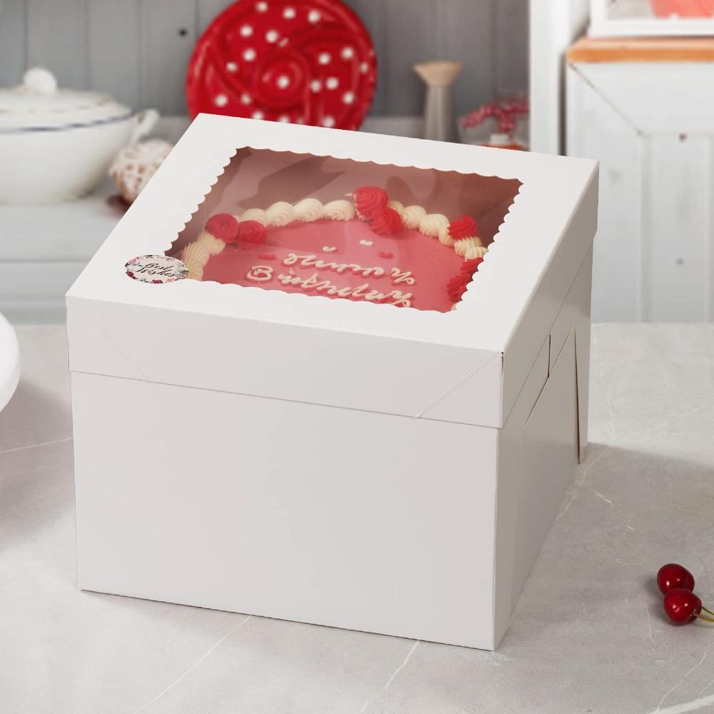 6 stuks Witte Geschenkdozen Hoge Traktatiedoos met Venster Huwelijksgeschenkdoos Stevig en Duurzaam Grote Cadeauverpakkingsdoos voor Feest Bruiloft Jubileumfeest