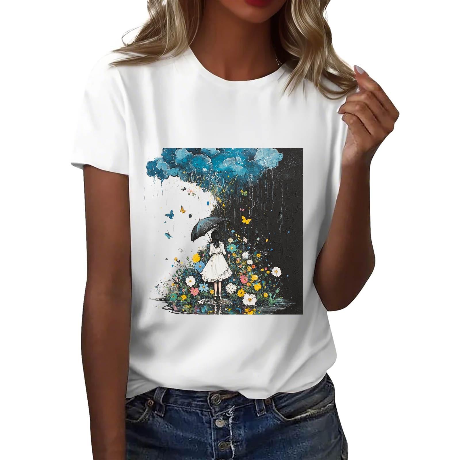 

Женская повседневная футболка с круглым вырезом и короткими рукавами с принтом XL жёлтый