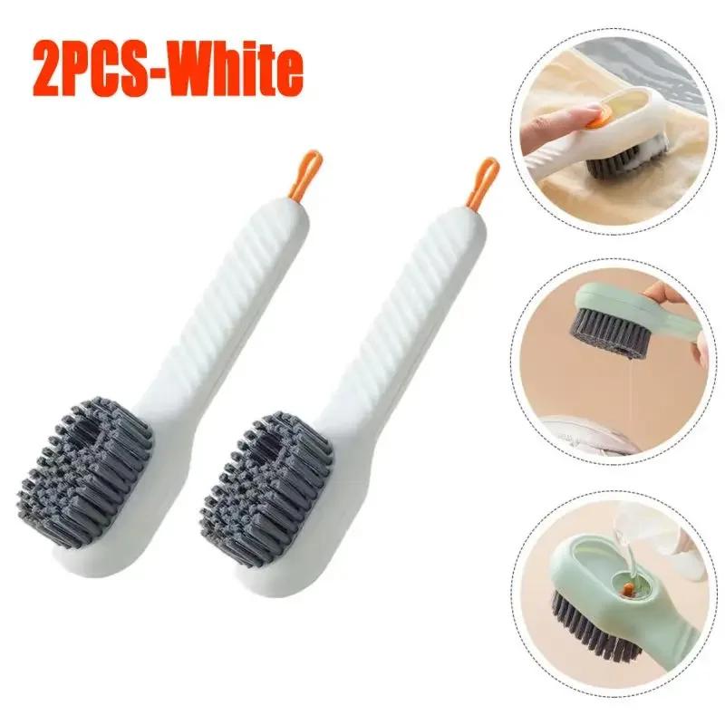 Liquid-Added Shoe Brush, Multifunctional Shoe Cleaning Brush Household Push-Type Liquid-Discharging Soft-Bristled Laundry
