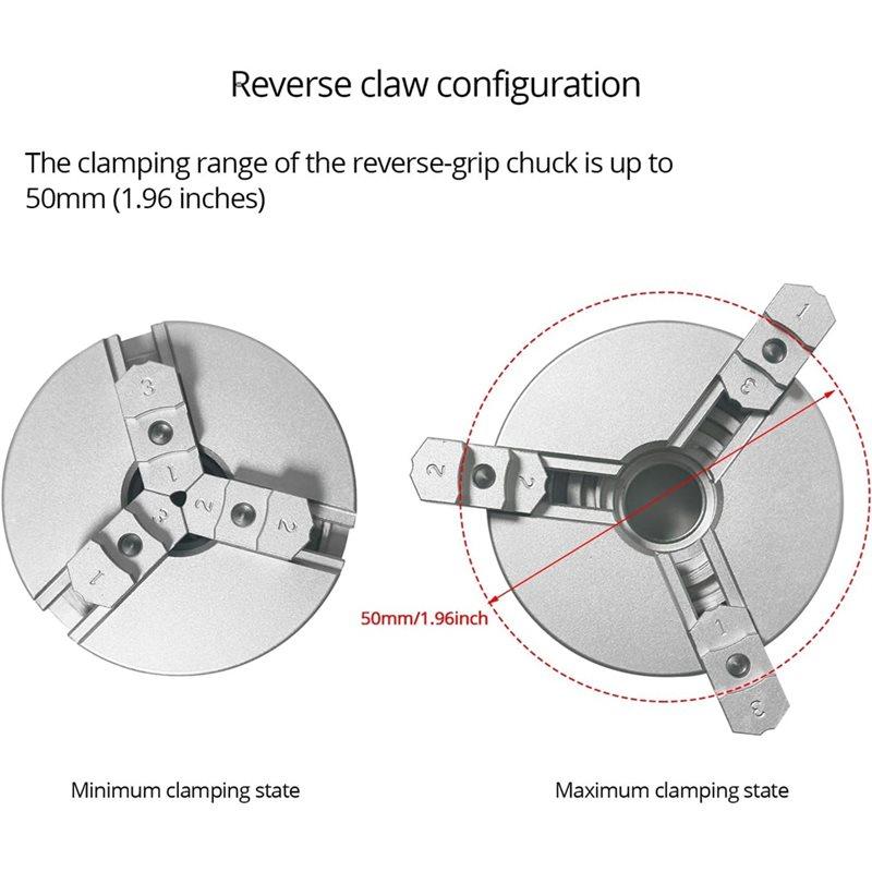 A03F-Z011 Extension Three Jaw Chuck And Connecting Rod Set, Mini Lathe Chuck Set For DIY Bench Buffer Polishing Machine