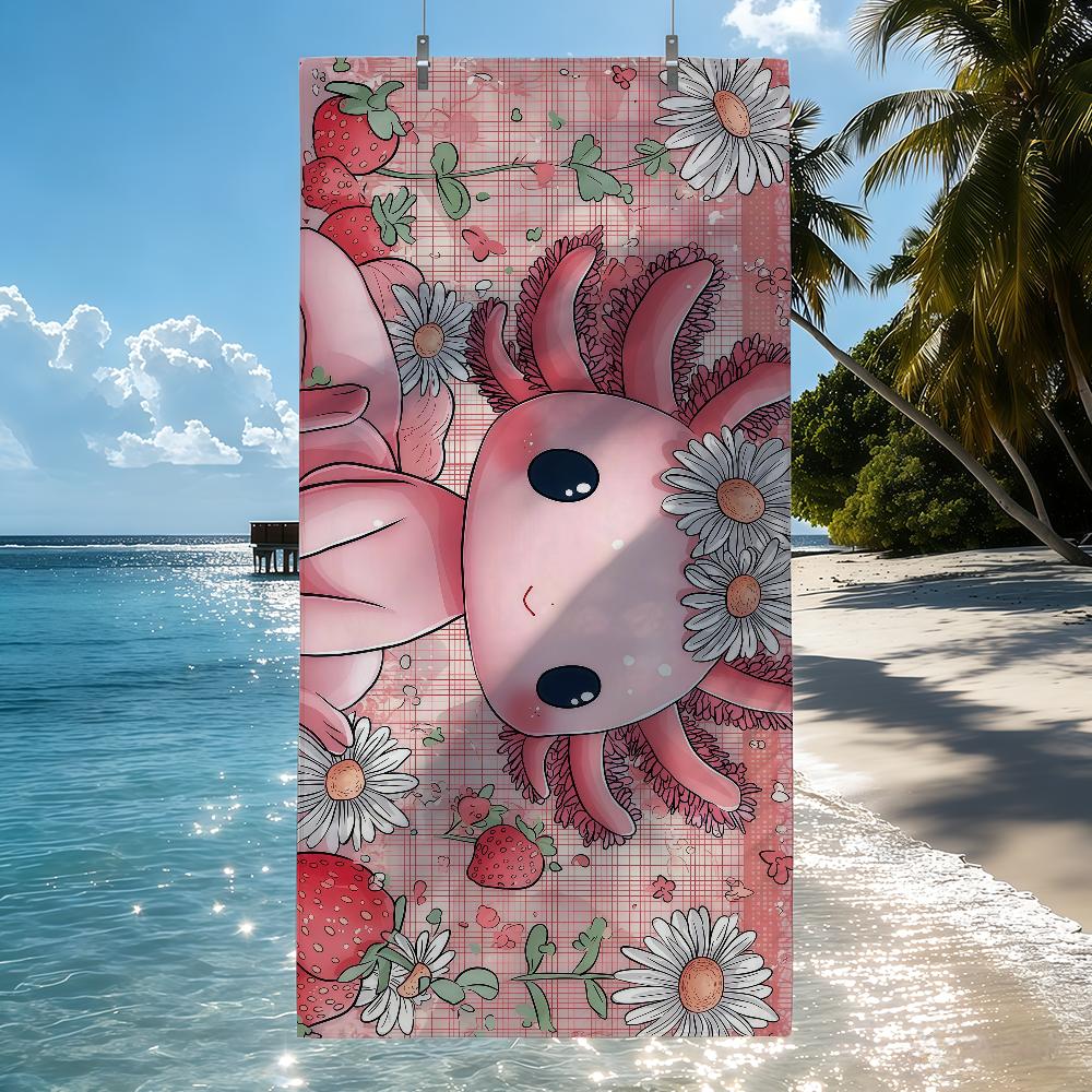 Axolotl Cartone Animato kawaii ASCIUGAMANO ROSA Asciugatura Rapida Asciugamani da Spiaggia Sono Adatti Per Piscine Campeggio Yoga E La Palestra