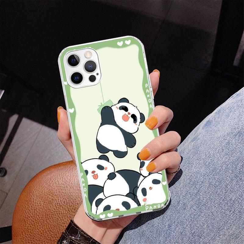 Cartoon Cute Panda Bear Phone Case For iPhone 17 Air 16 Pro Max 16E 15 + 14 Plus 11 12 13 Mini 7 8 SE Gift Print Cover Fundas 17