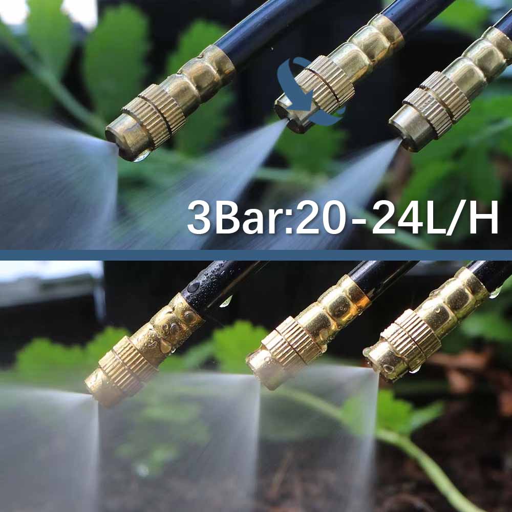 30-5m 1/4" 4/6mm Dimkylsystem 360° Frittböjbar Justerbar Munstycke Atomiserare Spridare för Utomhus Trädgård Bevattning
