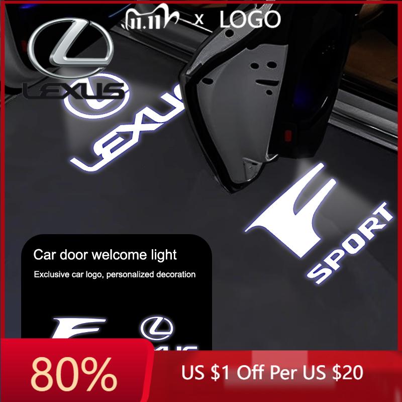 2026 Hot Interior Stickers 2Pcs Car HD Welcome Lights Car Door Emblem Projector Lamps For Lexus GS IS LS500h ES260 ES300h RX350h
